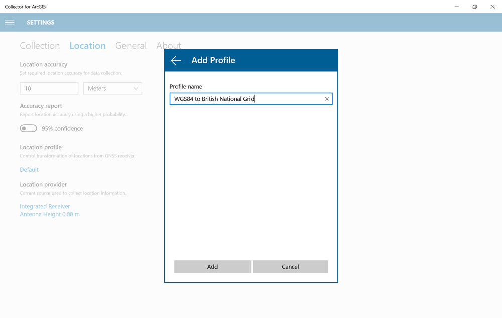 Collector for ArcGIS - GPS Settings