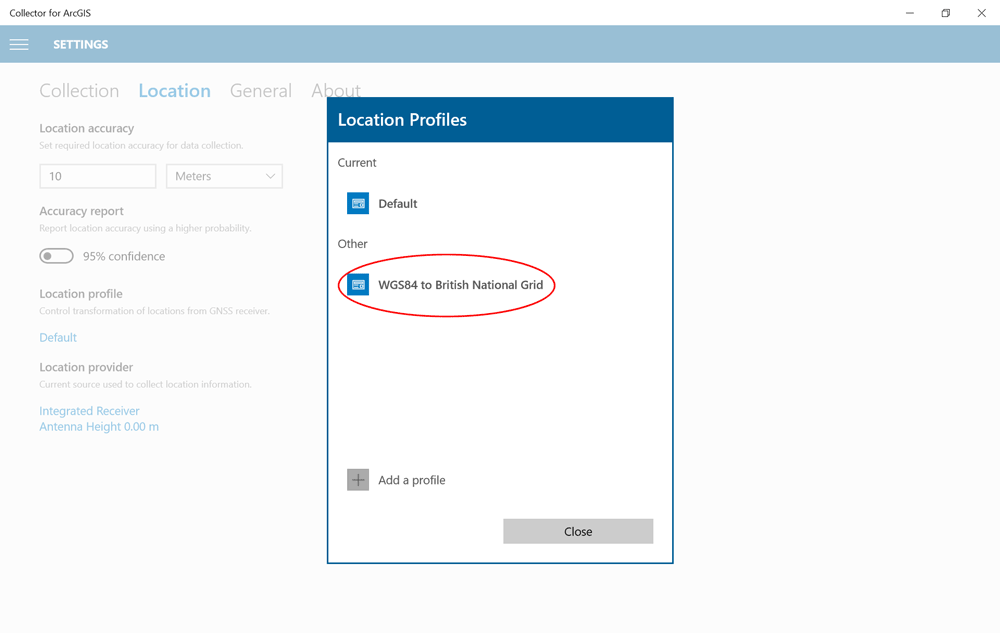 Collector for ArcGIS - GPS Settings