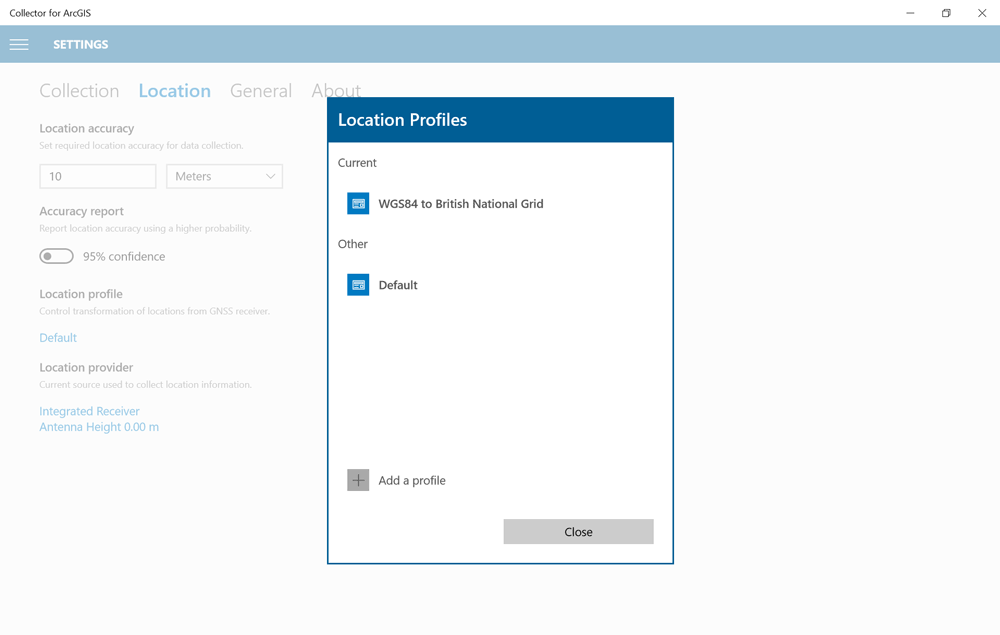 Collector for ArcGIS - GPS Settings