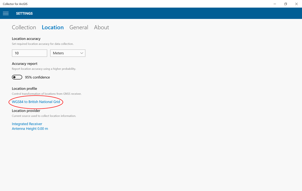 Collector for ArcGIS - GPS Settings